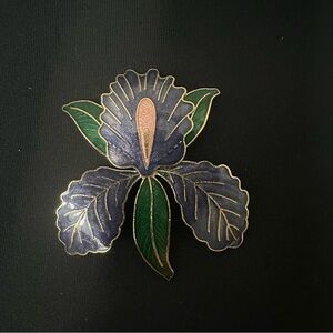 Iris Flower Cloisonné Brooch